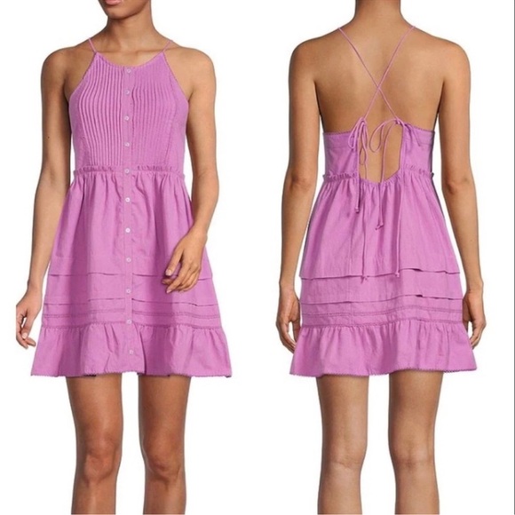 Free People Mini Dress Women’s Medium Desert Days Dramatic Orchid Halter S - Picture 3 of 10